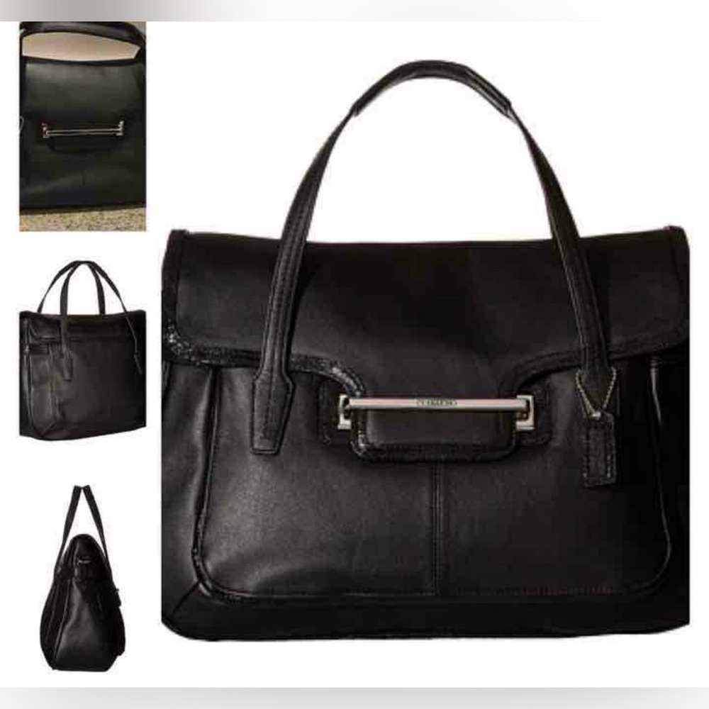 Coach Taylor Leather Satchel Black Shoulder Bag Crossbody F26781 - Picture 4 of 15